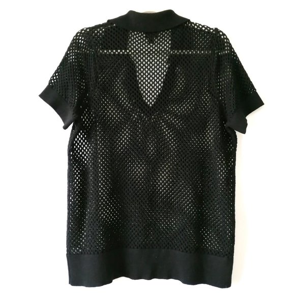 Torrid Womens Black Collared Short Sleeve Open Stitch Pullover Sweater Size 1X - Picture 4 of 7